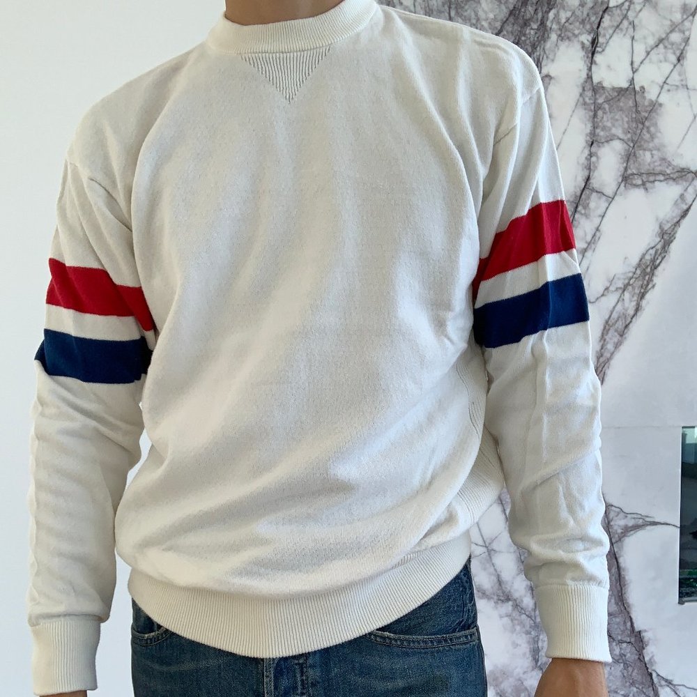 SOLD - Crewneck Sweatshirt Red, White, and Blue